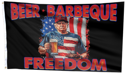 Beer Barbeque Freedom Trump Flag