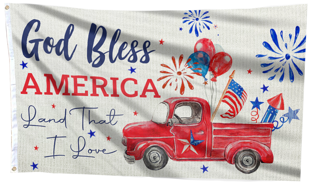 God Bless America Land That I Love Flag