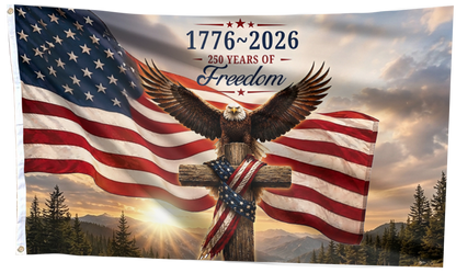 1776–2026: 250 Years of Freedom Eagle American Flag