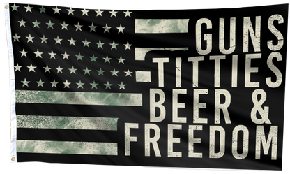 Guns Titties Beer & Freedom Flag