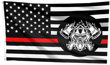 Thin Red Line Firefighter Mask Patriotic Flag