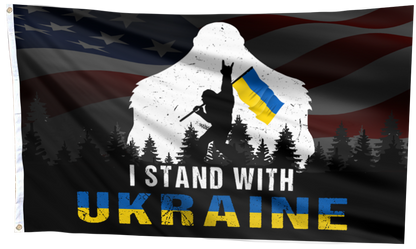 I STAND WITH UKRAINE SASQUATCH FLAG
