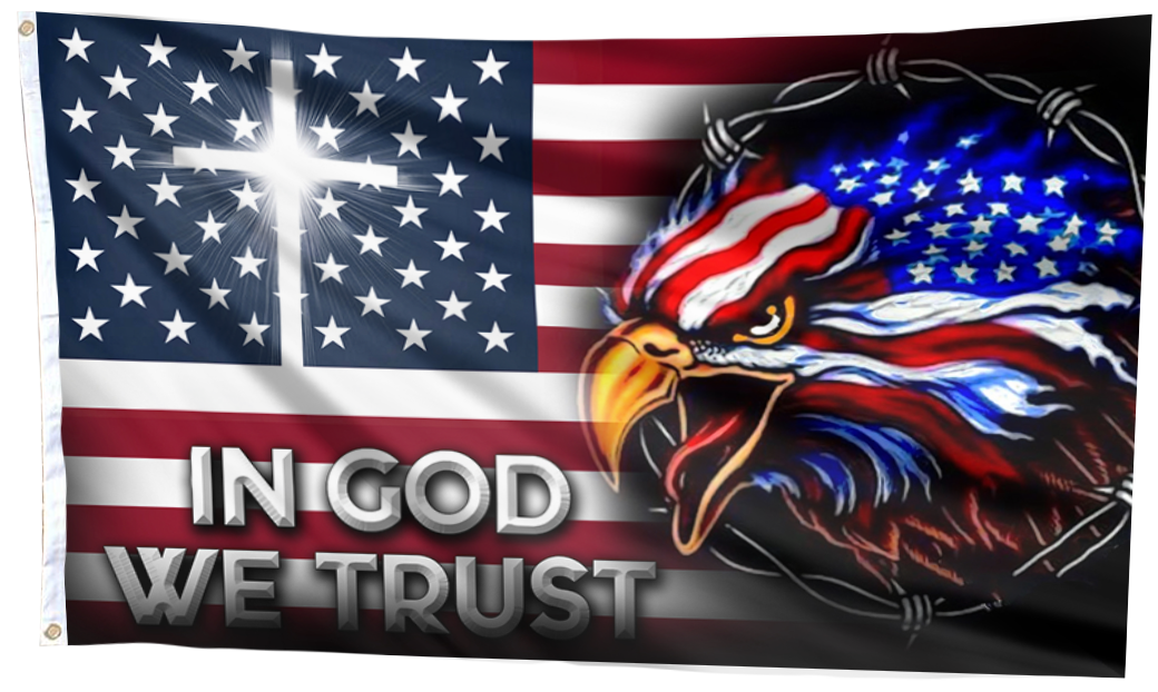 Eagle Cross In God We Trust Flag