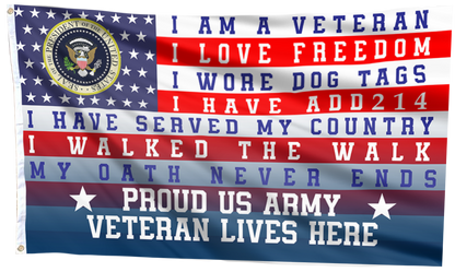 Proud US Army Veteran Lives Here Flag