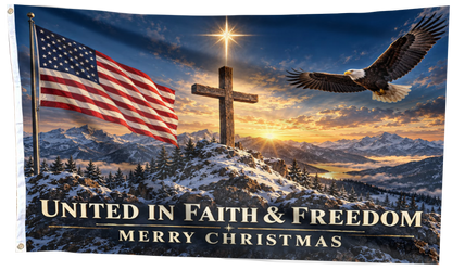 United in Faith & Freedom - Merry Christmas Flag