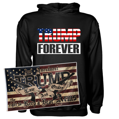 Trump Forever Hoodie + 3x5' Trump LNO Flag