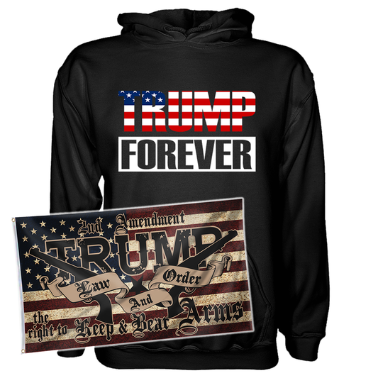 Trump Forever Hoodie + 3x5' Trump LNO Flag