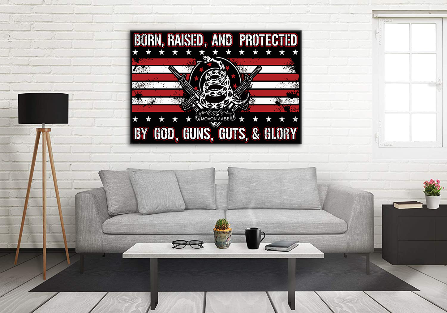 Born Raised and Protected Deluxe Landscape Canvas 1.5in Frame