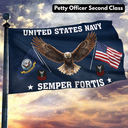 US Navy Eagle Semper Fortis - Petty Officer Second Class Flag