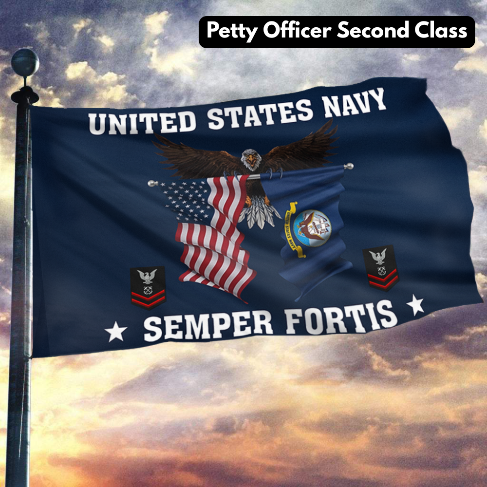 United States Navy Eagle Semper Fortis - Petty Officer Second Class Flag