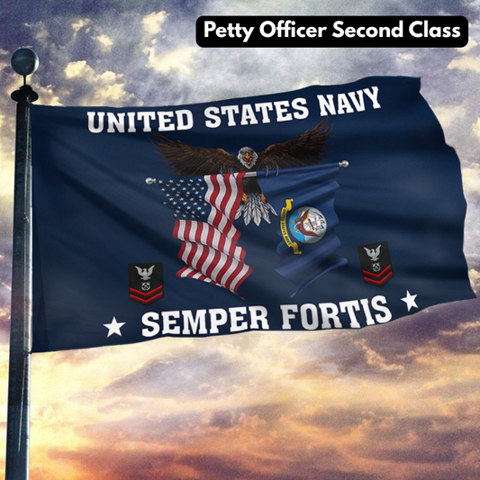 United States Navy Eagle Semper Fortis - Petty Officer Second Class Flag