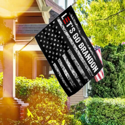Let's Go Brandon Black and White USA House Flag