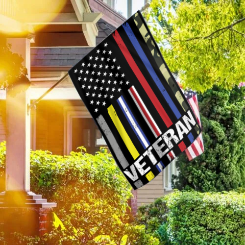 USA Veteran - First Responder Stripes House Flag
