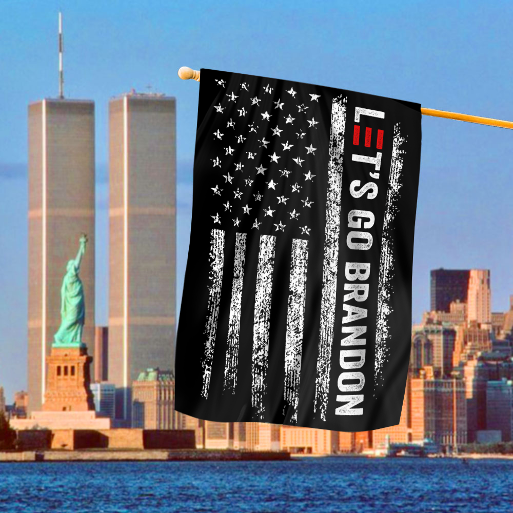 Let's Go Brandon Black and White USA House Flag