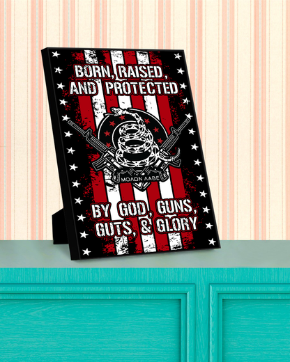 Born Raised and Protected Deluxe Portrait Canvas 1.5in Frame