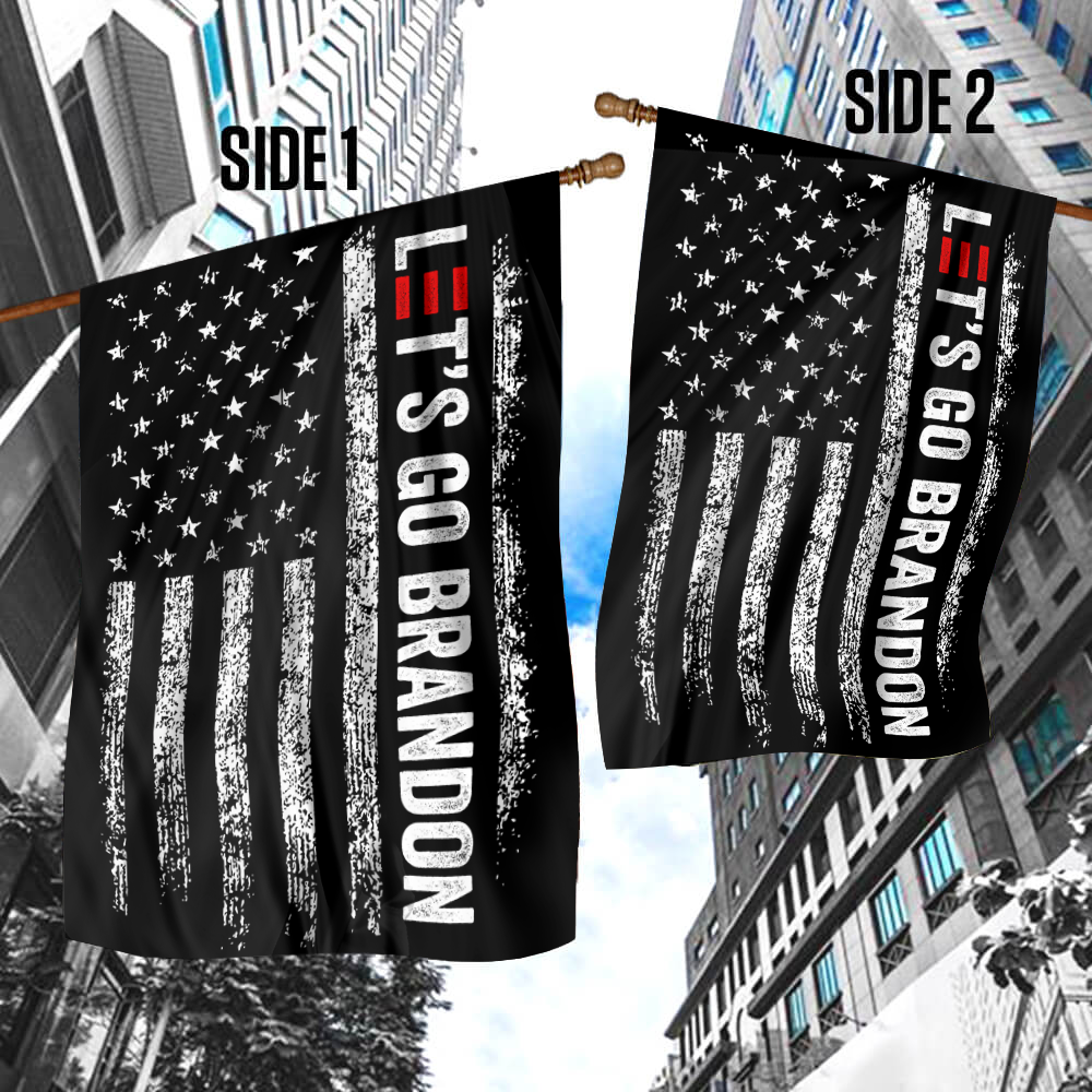 Let's Go Brandon Black and White USA House Flag