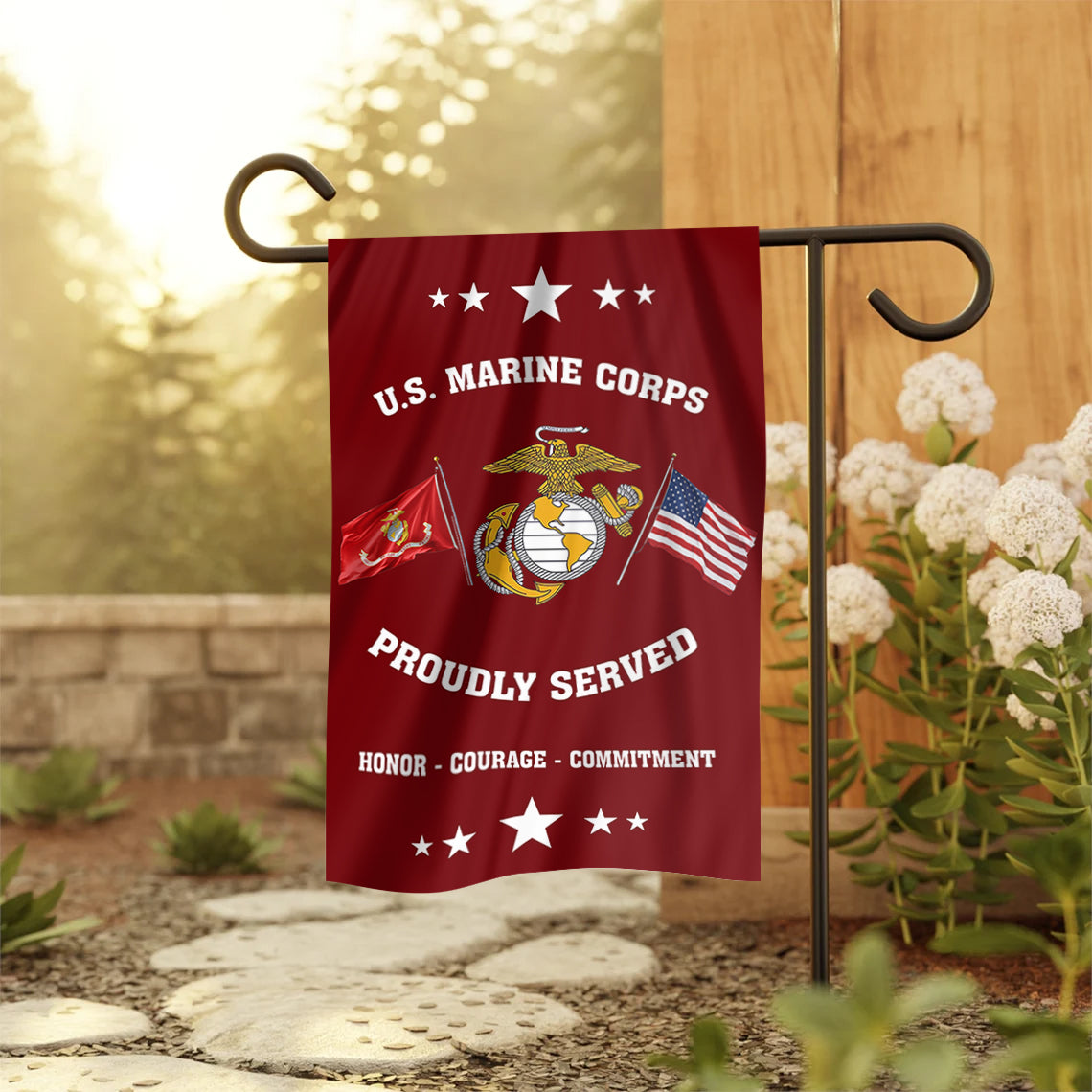 U.S. Marine Corps - Proudly Served Garden Flag