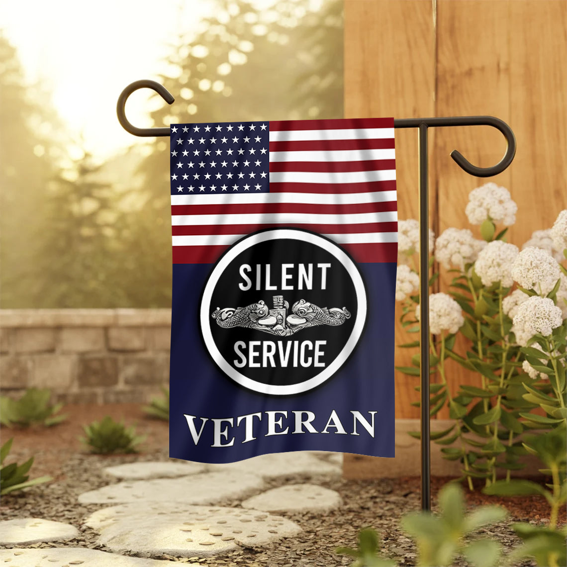 Silent Service Silver Garden Flag