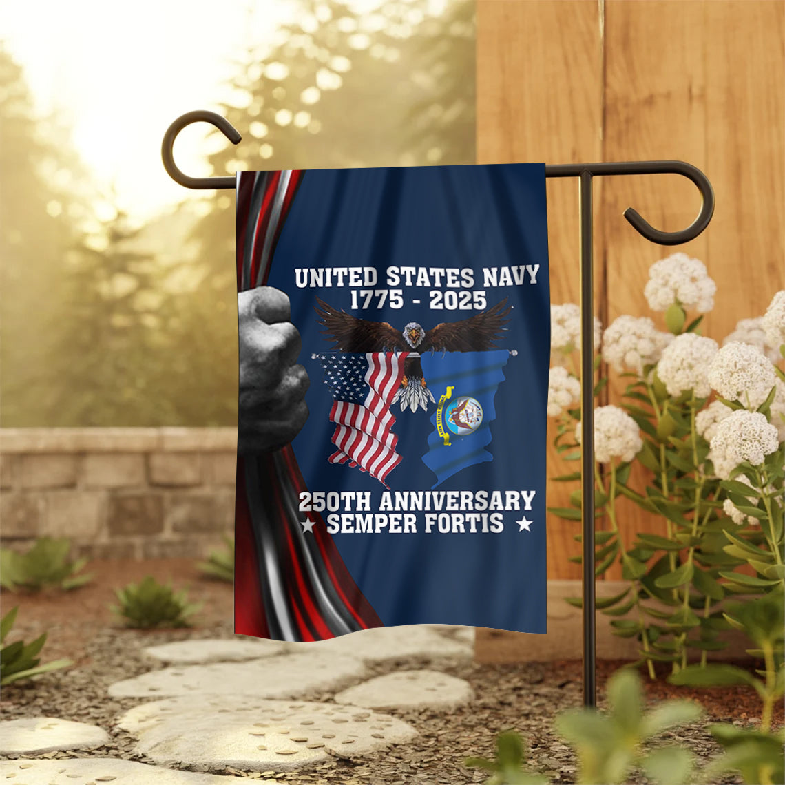 1775 - 2025 Navy Anniversary Garden Flag