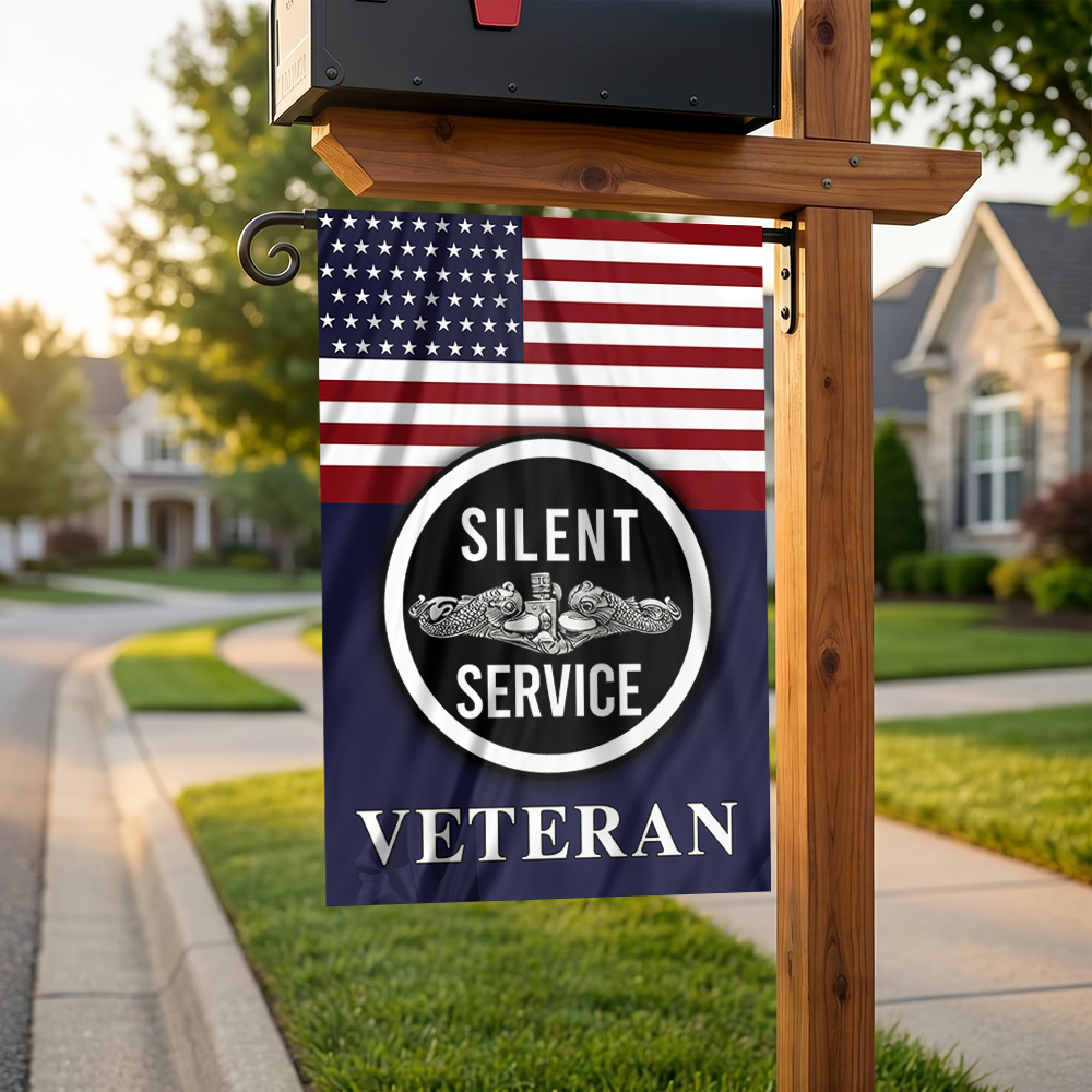 Silent Service Silver Garden Flag