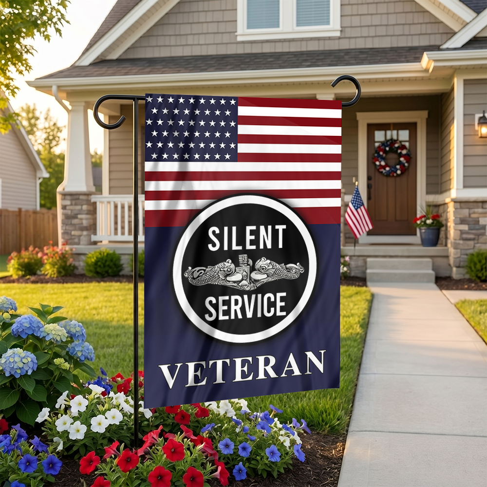 Silent Service Silver Garden Flag