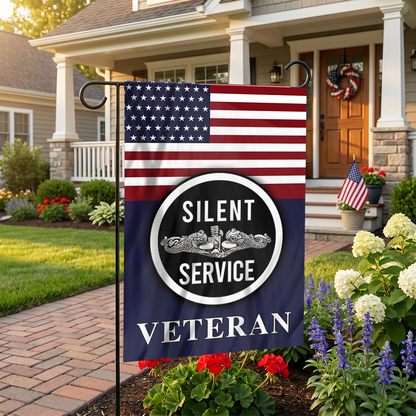 Silent Service Silver Garden Flag