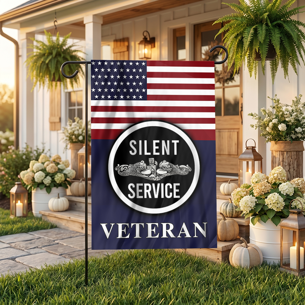 Silent Service Silver Garden Flag