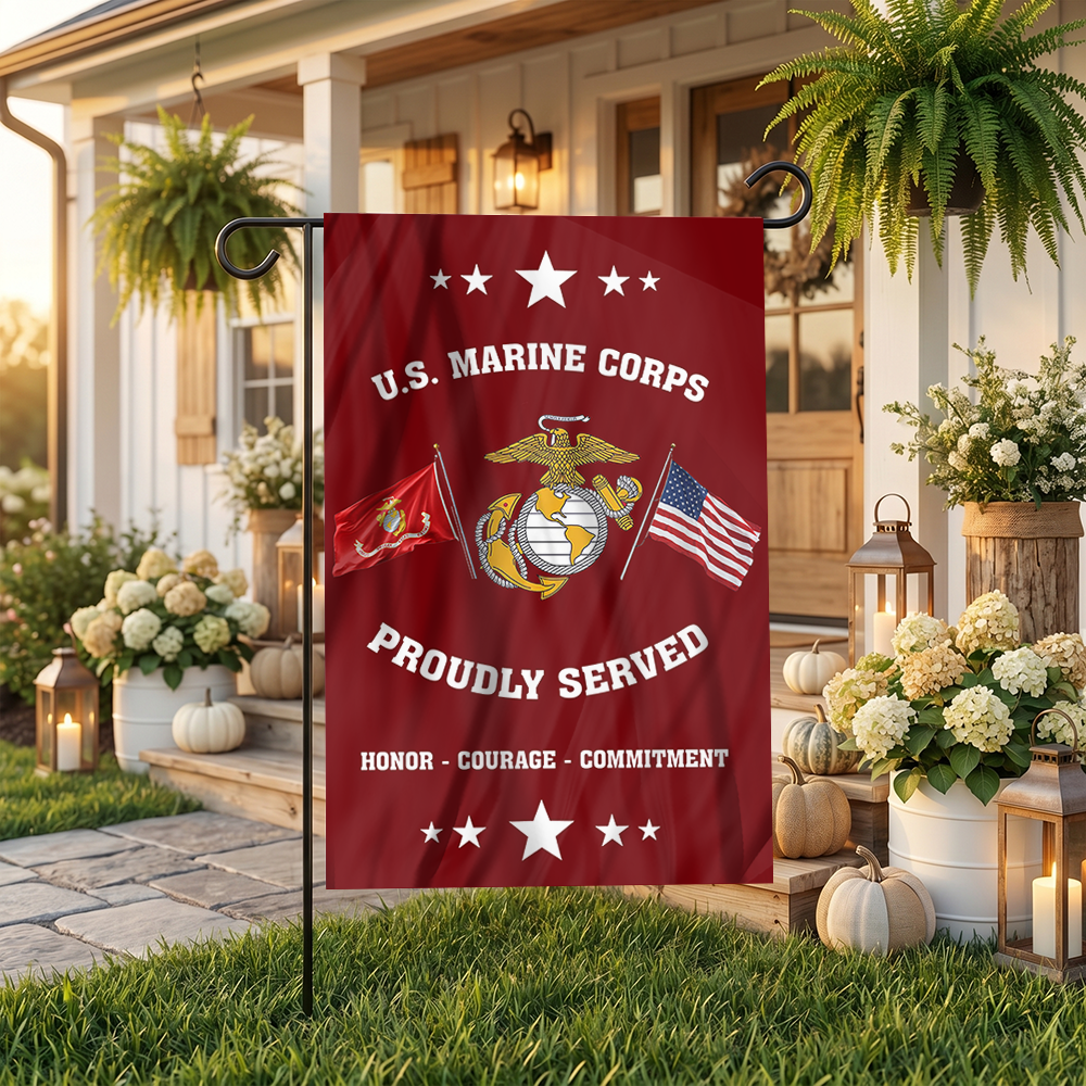U.S. Marine Corps - Proudly Served Garden Flag