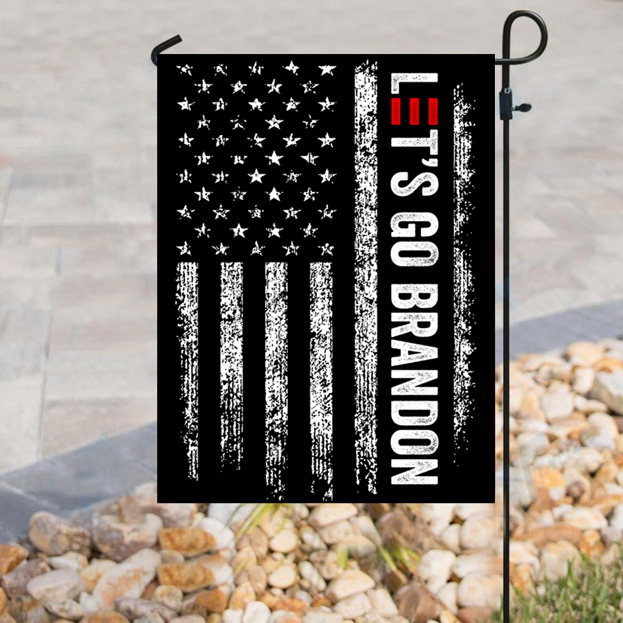 Let's Go Brandon Black and White USA House Flag