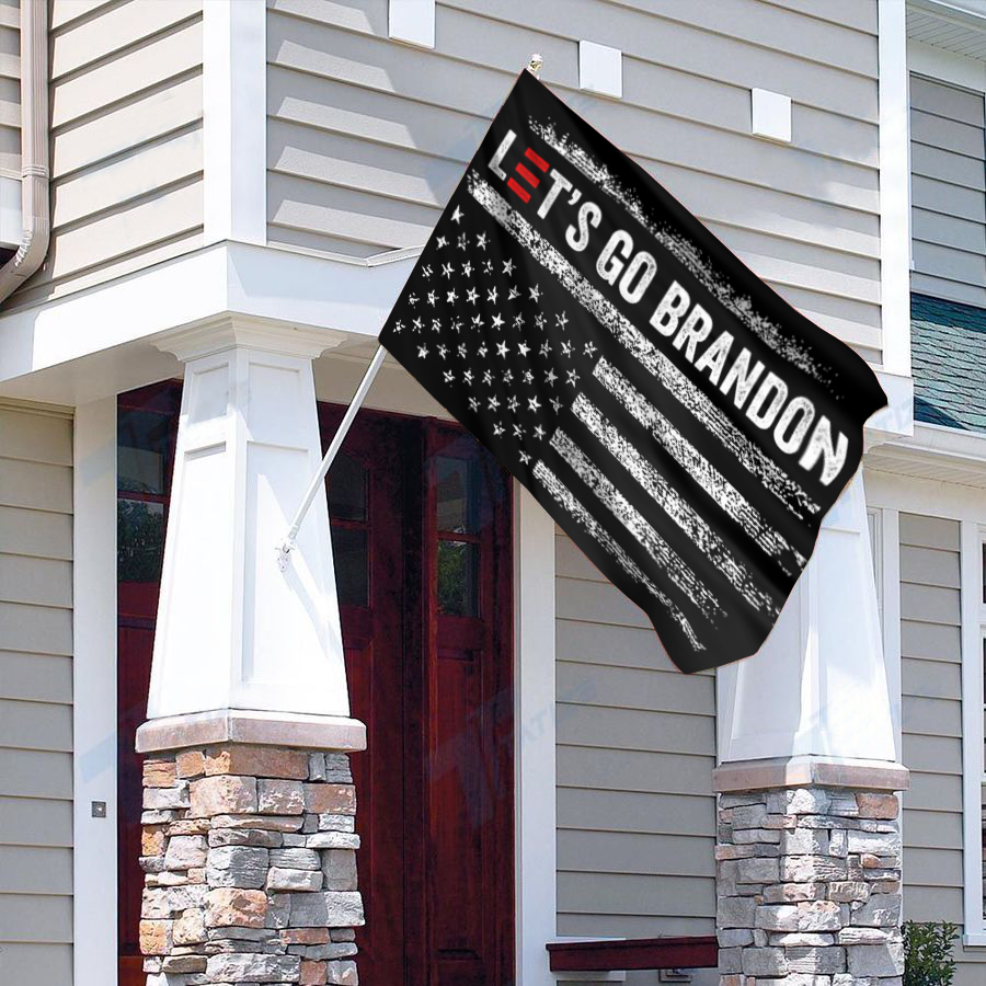 Let's Go Brandon Black and White USA House Flag