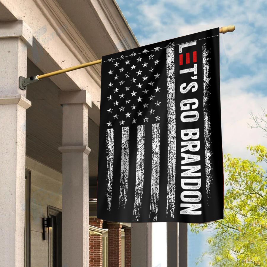 Let's Go Brandon Black and White USA House Flag