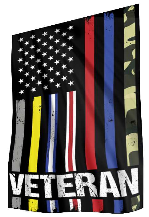 USA Veteran - First Responder Stripes House Flag