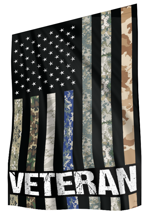 USA Veteran - Military Branches Stripes House Flag