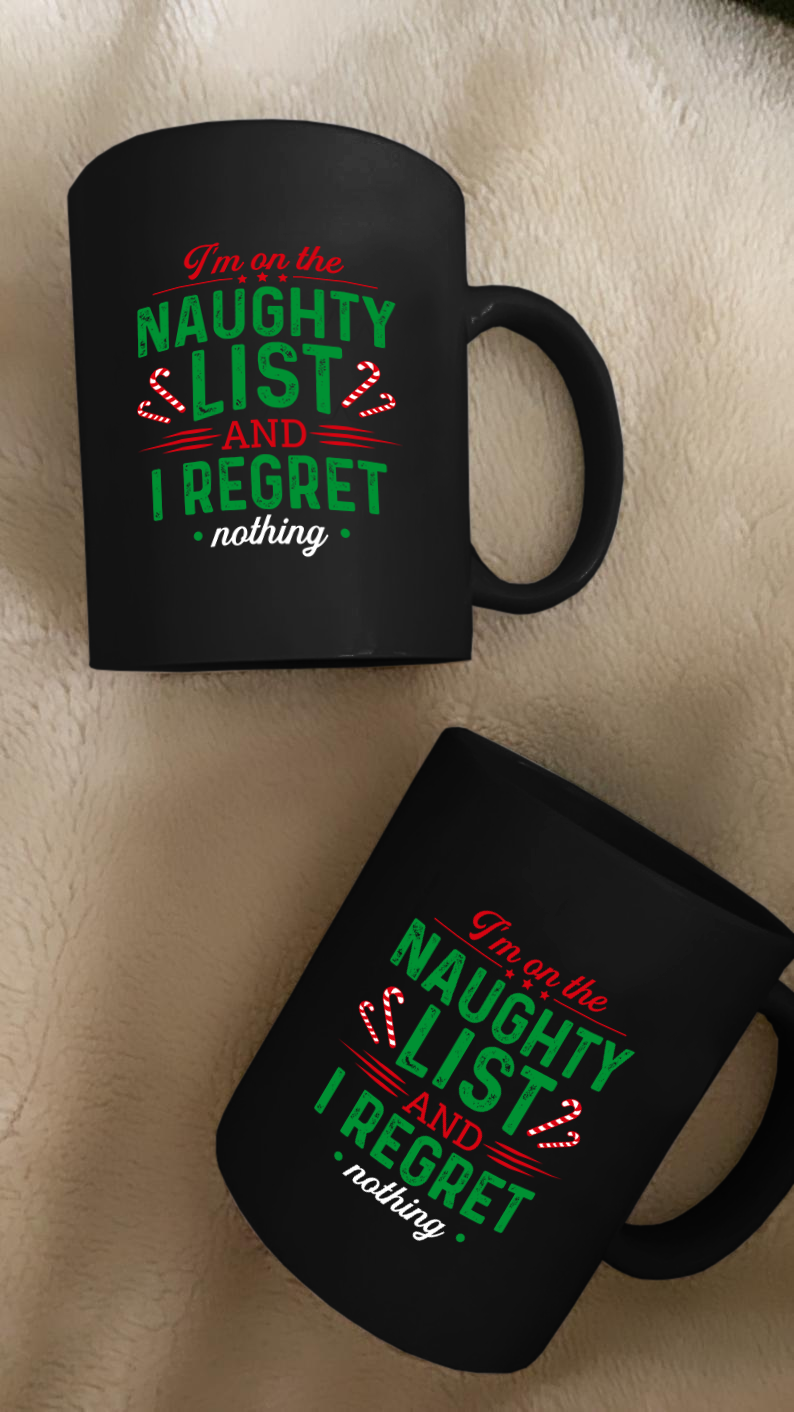Naughty List 11 oz. Black Mug