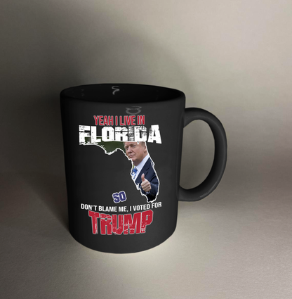 Yeah! I Live In Florida 11 oz. Black Mug