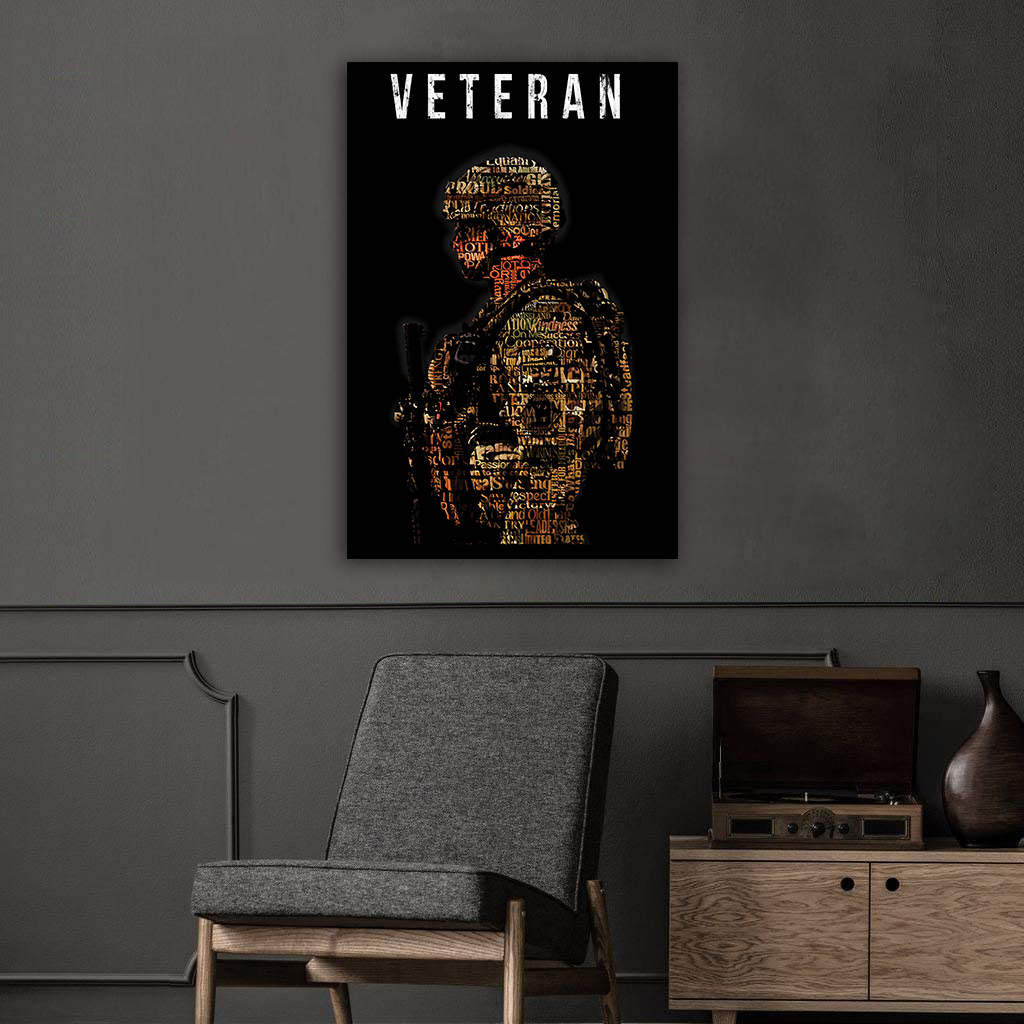 USA Veteran Deluxe Portrait Canvas 1.5in Frame
