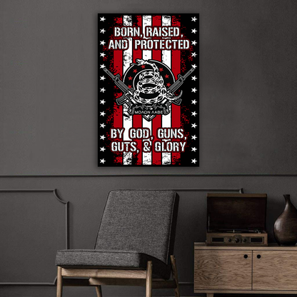 Born Raised and Protected Deluxe Portrait Canvas 1.5in Frame