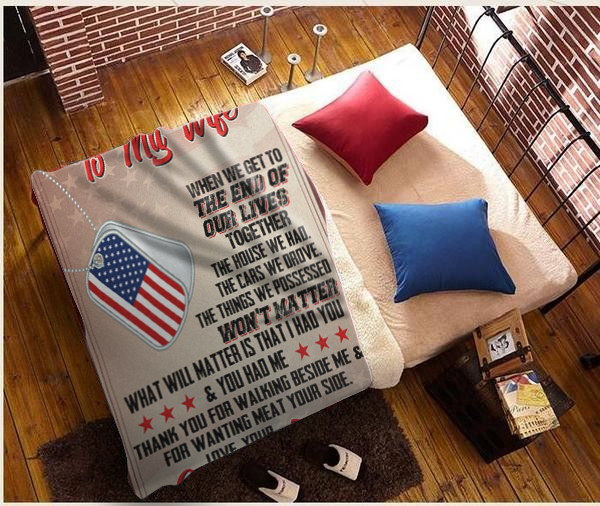 Valentine's Gift To My Wife From Your Grumpy Veteran - Premium Sherpa Blanket