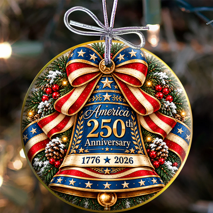 USA 250th Anniversary Bell Circle Ornament
