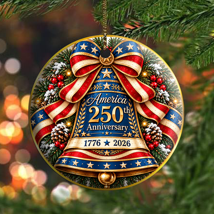 USA 250th Anniversary Bell Circle Ornament