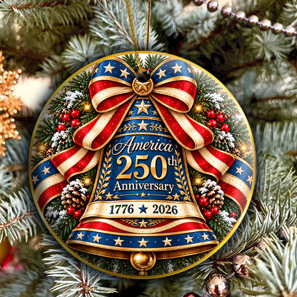 USA 250th Anniversary Bell Circle Ornament