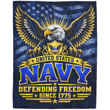 United States Navy Blanket + Navy Defending Freedom Flag Bundle