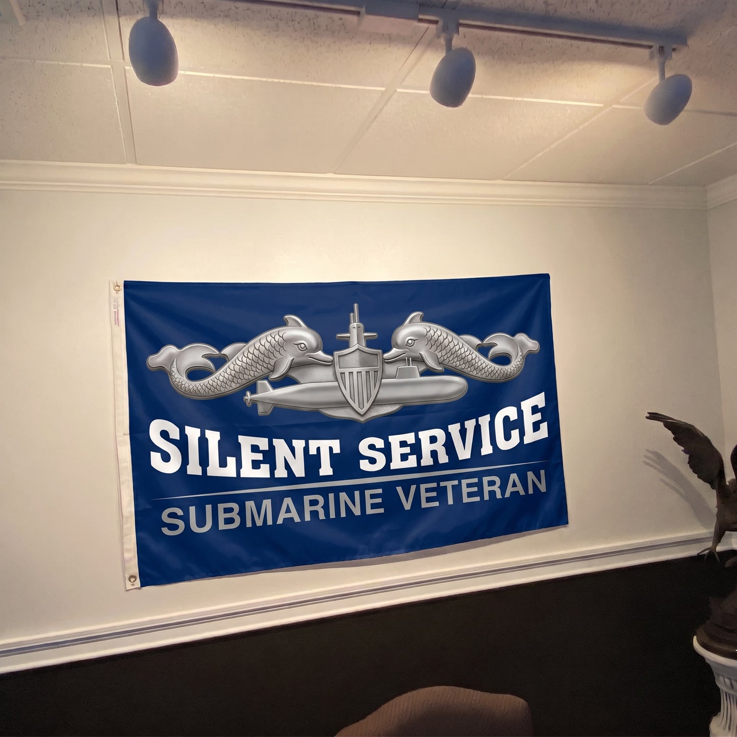 Silent Service Submarine Veteran Flag Silver - 4x6