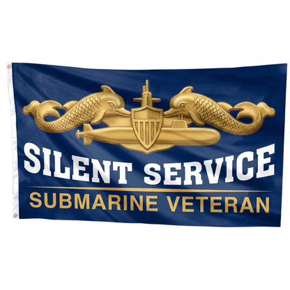 Silent Service Submarine Veteran Flag Gold - Straight