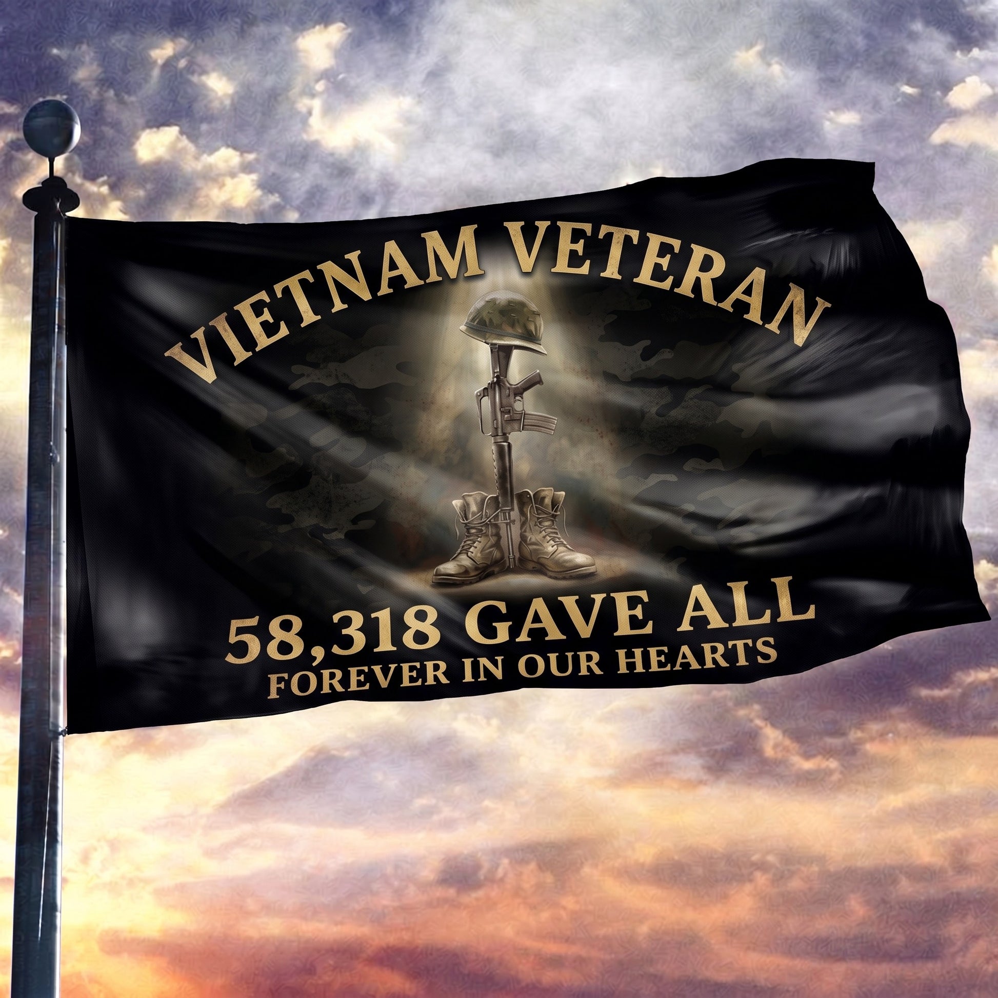 Vietnam Veteran Battlefield Cross Tribute Flag - 3x5