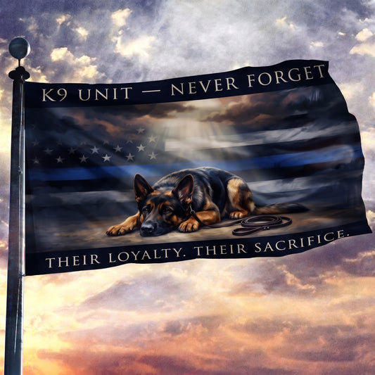 Thin Blue Line K9 Duty Memorial Flag Cinematic - 3x5 Mockup