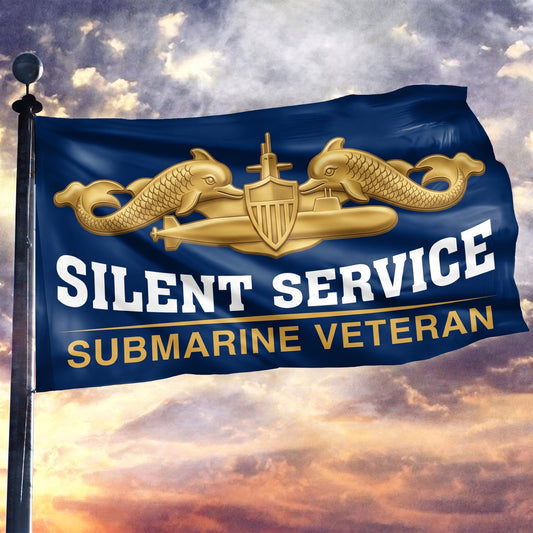 Silent Service Submarine Veteran Flag Gold - 3x5