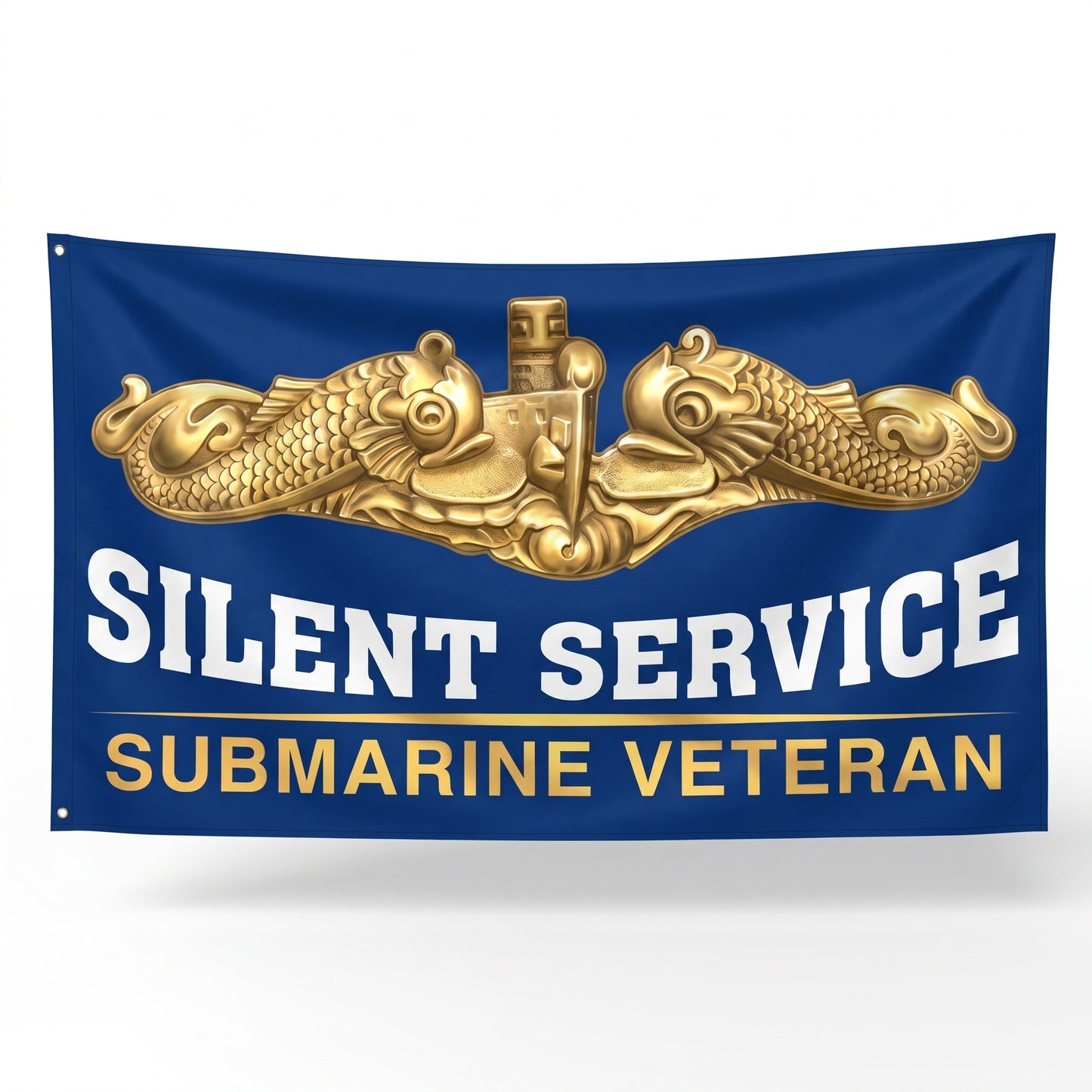 Gold Dolphins Submarine Veteran Flag - Straight Shot