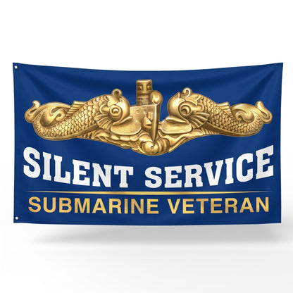 Gold Dolphins Submarine Veteran Flag - Straight Shot