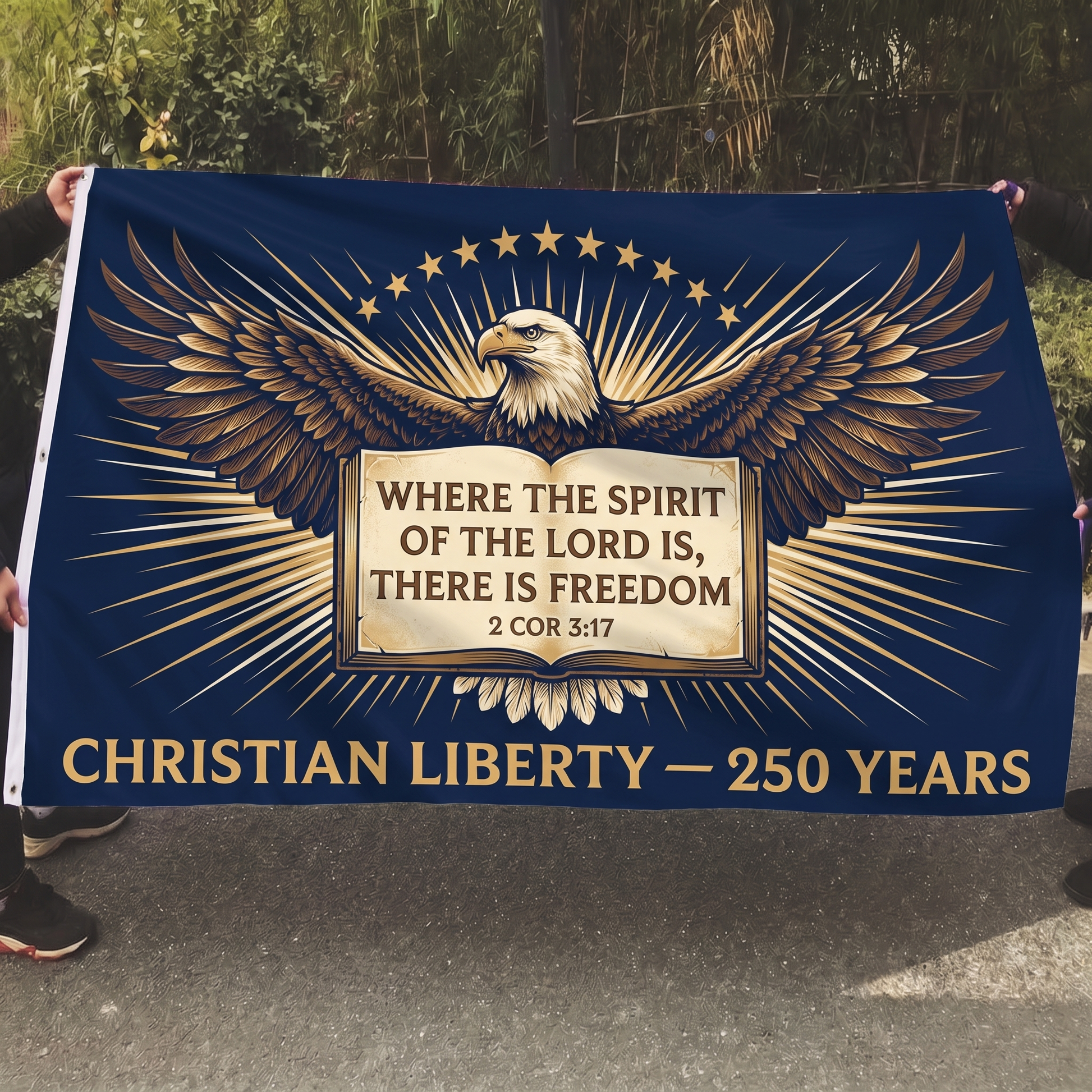 Where the Spirit of the Lord Is, There Is Freedom Flag - 5x8 Mockup